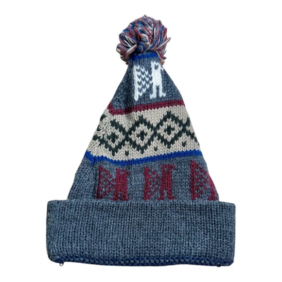 peruvian trading Other - Peruvian Trading Unisex 100% Merino Wool Knit‎ Pom Beanie Hat Gray Peru